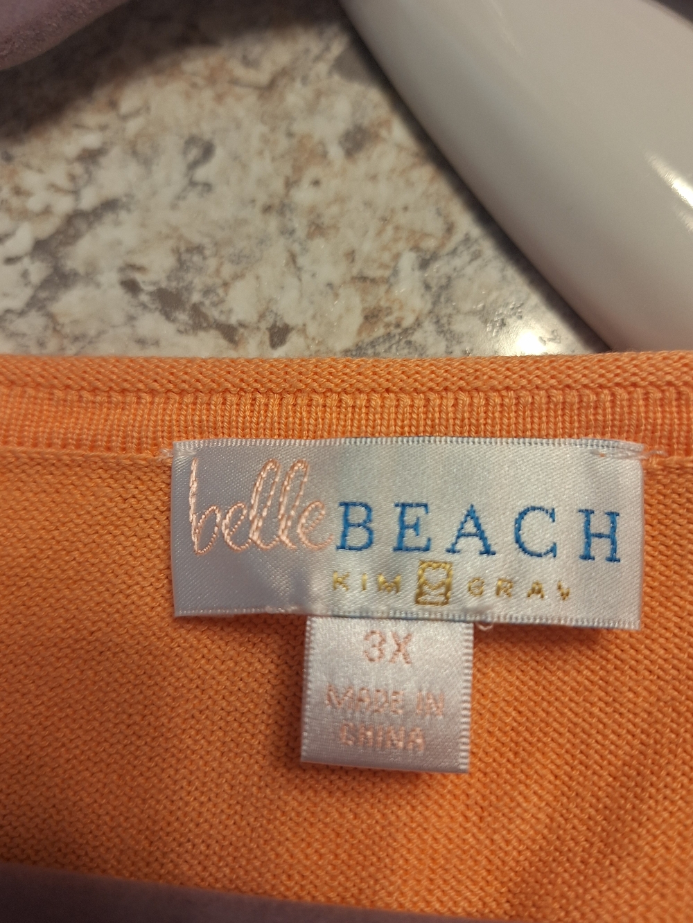 NEW Belle Beach 3x Plus Women’s Orange Shell-Print Summer Sweater - Picture 4 of 4